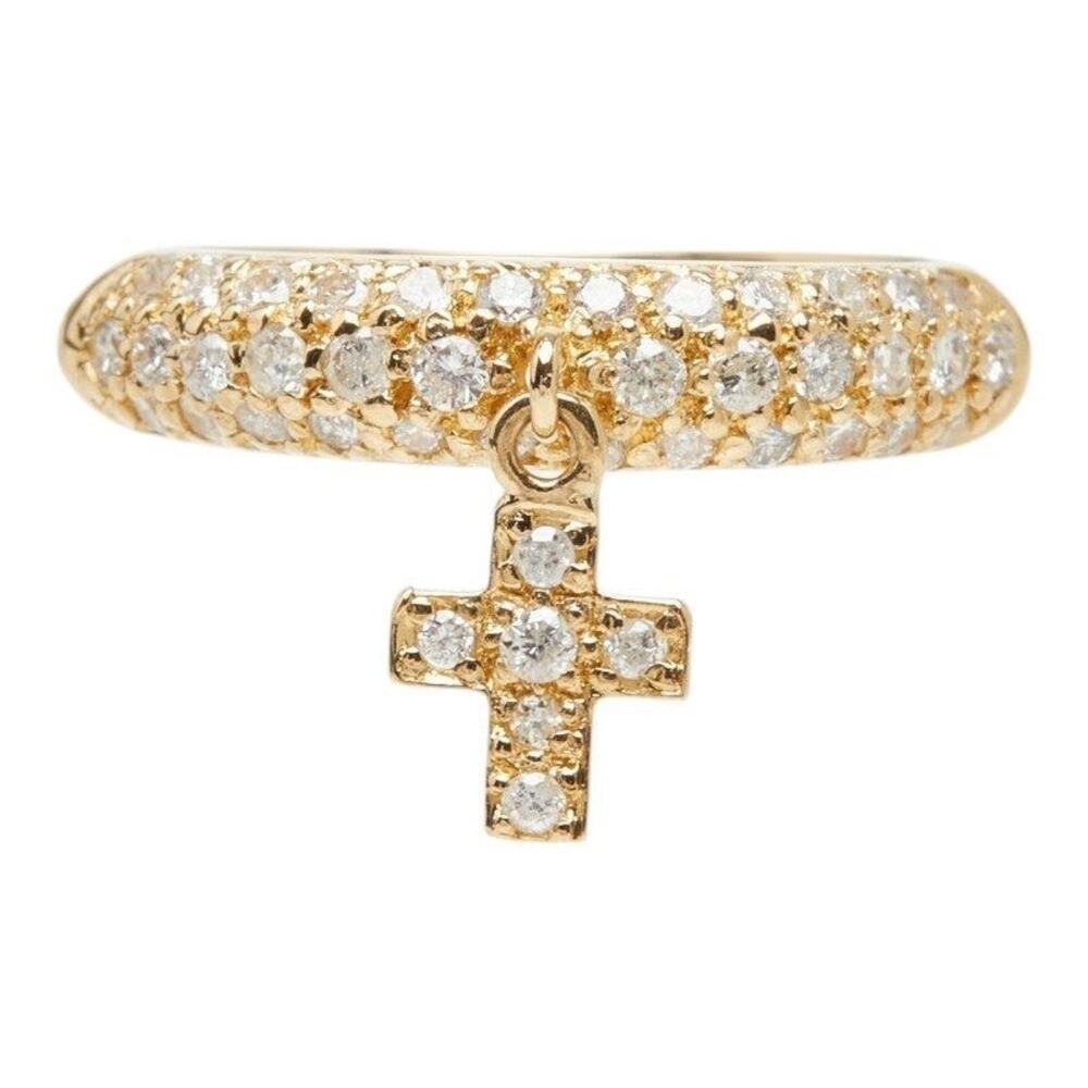 Unbranded Diamond Cross Motif 18K Yellow Gold Ring